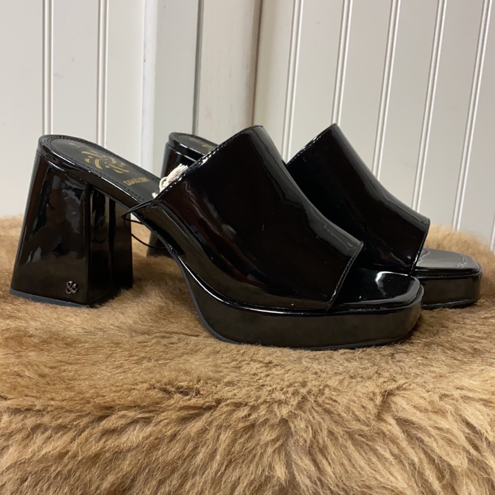 Sam & Libby Black Chunky Heels Platform Shoes 9 NWT Retro GoGo - Picture 3 of 11